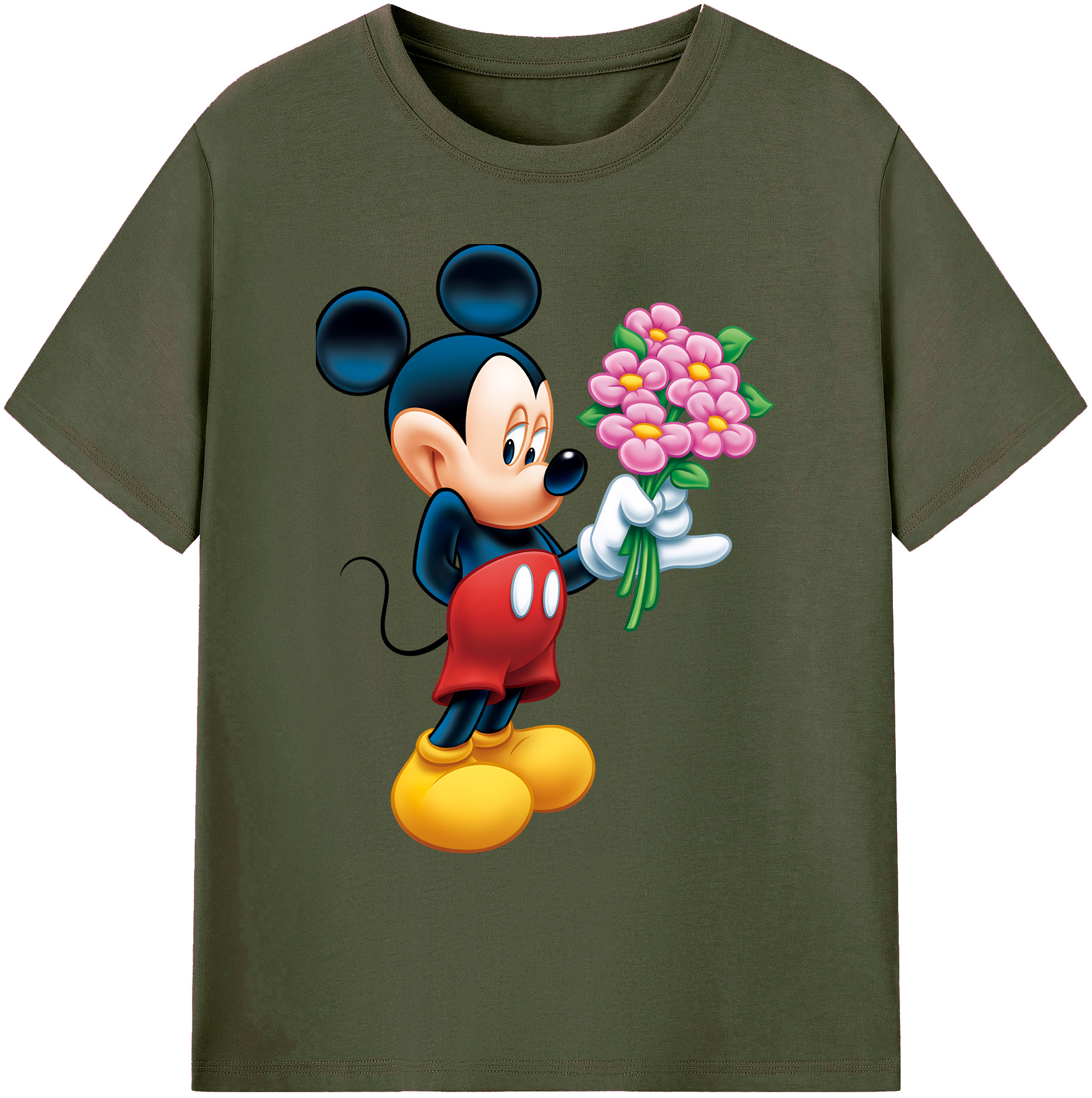 ミッキーマウス Mickey Mouse 綿100％ メンズ半袖Tシャツ｜肌触りやわらか＆通気性